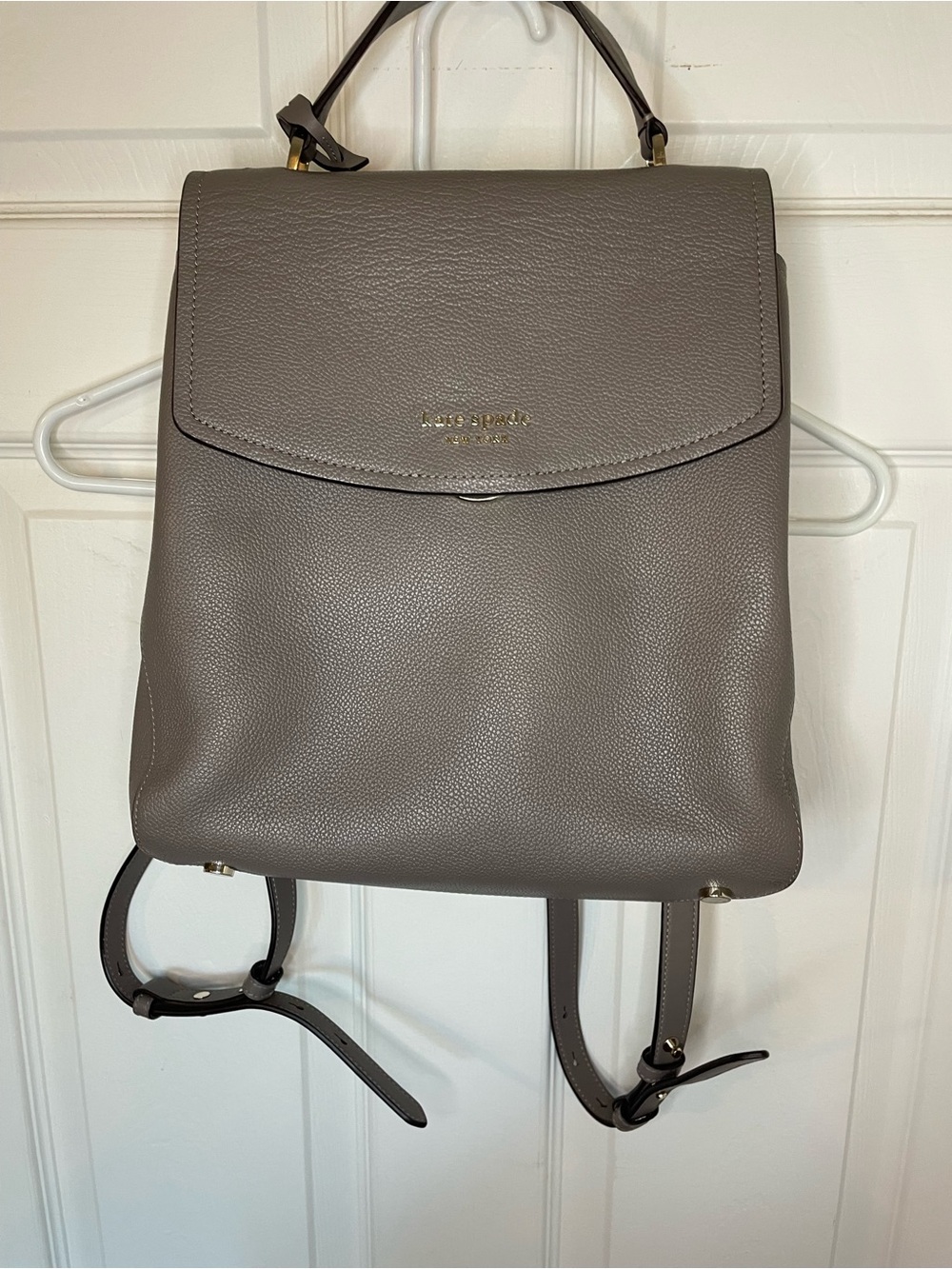 kate spade Pebbled Leather Backpack in Taupe Gray